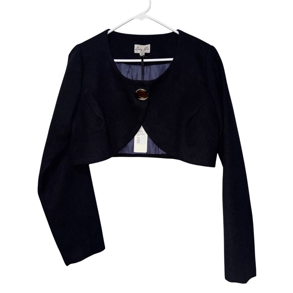 Lindy Bop NWT Eryn Retro 50s Inspired Crop Bolero Jacket Navy 10